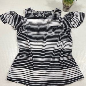 Suzy Shier striped cold shoulder top?